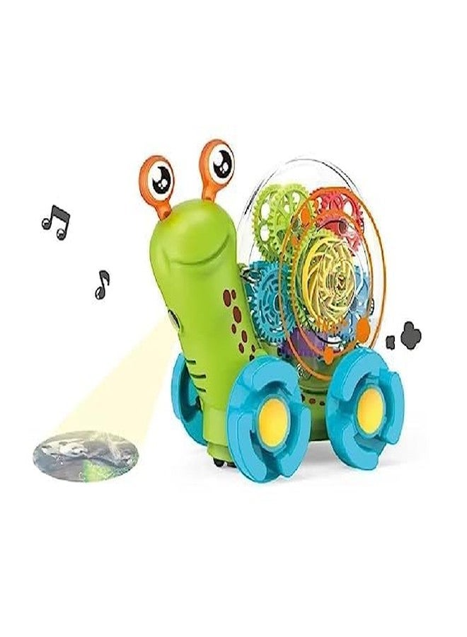 TEMSON 3D Flash Light Transparent Gear Snail Musical Toy with 360 Degree Rotate Bump & Go Animal Figure - Image 3
